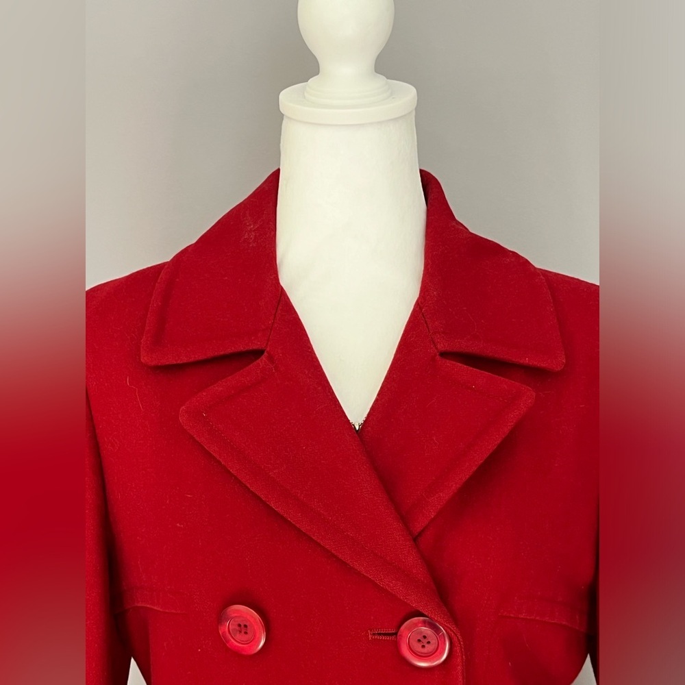 ❌SOLD❌Vintage Red Wool Double Breasted Peacoat Jacket Women’s Size Medium Coat - Picture 2 of 11